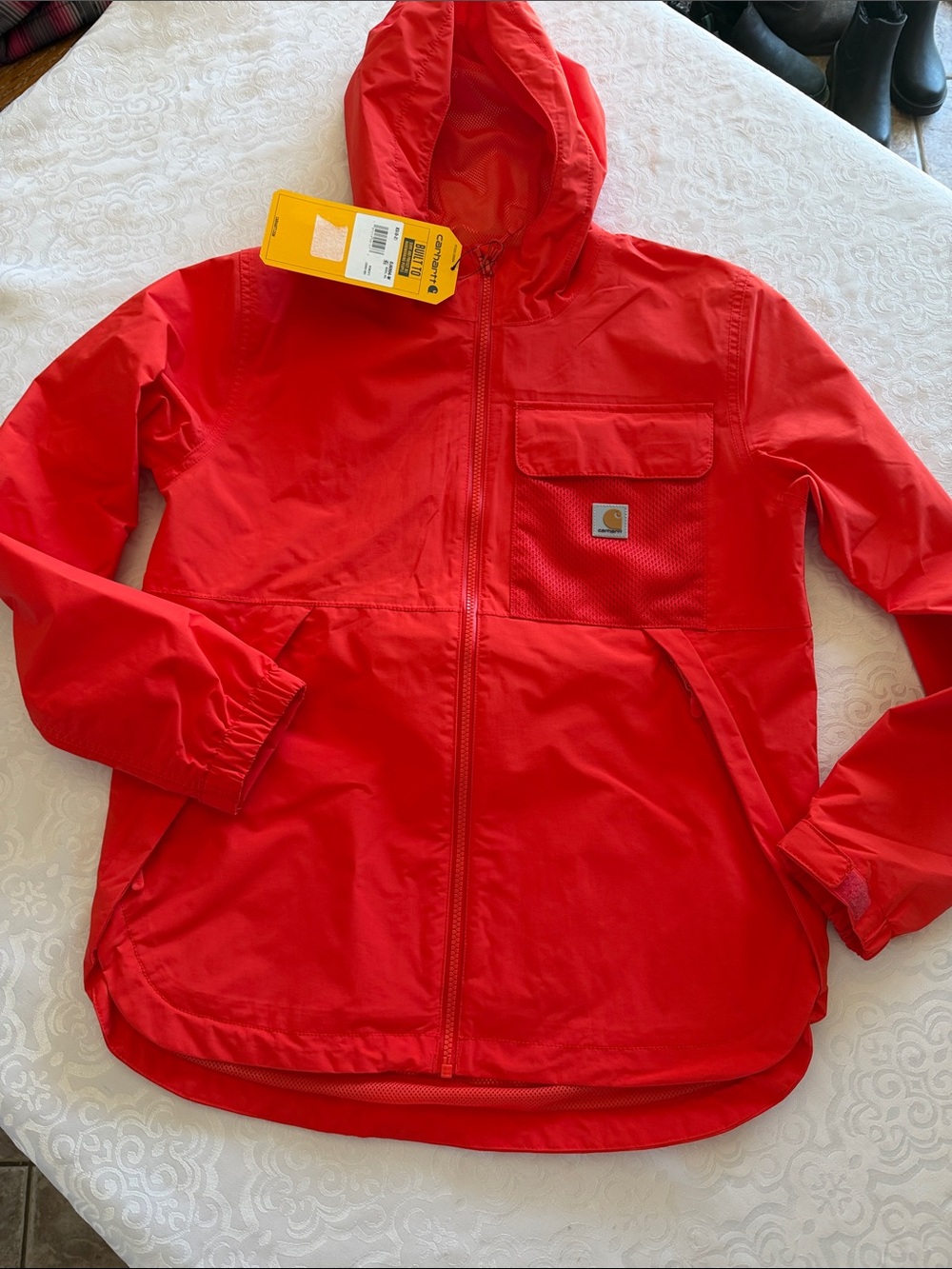 Carhartt orange Hooded Zip Jacket with Chest Pocket